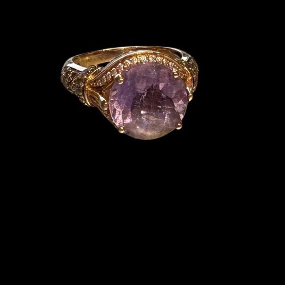Le Vian 14k Strawberry Rose Gold Amethyst Chocolate Vanilla Diamond Ring Size 5 - Picture 7 of 8